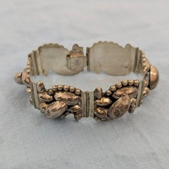 Vintage CMB Mexican Sterling Silver Hinged Link Bracelet – 6 7/8 inch