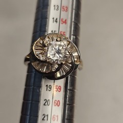 Vintage JAL CZ Crown Ring Size 8 Sterling Silver Gold Over Halo Statement Ring