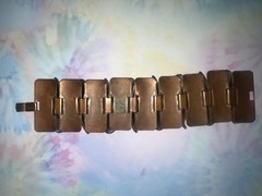 Vintage 1960s Renoir Copper Jewelry Bracelet Bangle Green Clip On Earrings