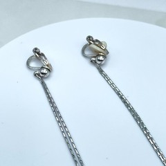 Silver-Tone Bezel Faceted Rhinestone Dangle Long Linear Drop Clip-On Earring