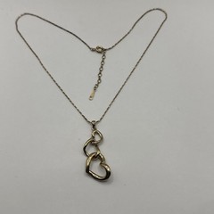 Vintage 18K RGP Rolled Gold Plated Dangle Heart Pendant Necklace 18-20”