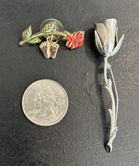 Lot Rose Pins Necklaces Liz Claiborne EBJ V Evers NRT 1 Sterling Marcasite 925
