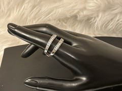 Sterling Silver Channel Set Double Band CZ Vintage Ring Size 8 Gram Wt 7.2