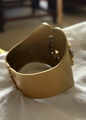 Vintage Huge Juliana? Clamper Cuff Prong Set Stones Bracelet 3” Wide Estate