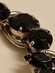 Juliana D & E Layered Jet Black Silvertone 5 Link Bracelet 6.50 BOOK Ref 1062