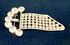 Brooch Interesting Design Faceted Crystal Rhinestones Silvertone Vintage
