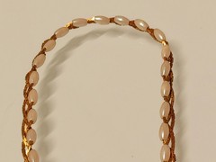 Vintage Medici Classy Gold Tone Twisted Chain Link Rice Pearl Necklace