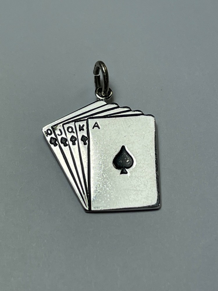 Vintage Wells Sterling Royal Flush Sterling Silver Charm/ Pendant (925)
