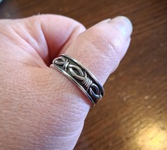 Vintage Sterling Barbed Wire 7.5MM WIDE Band Ring Size 13.5 6grams See Pics/Desc