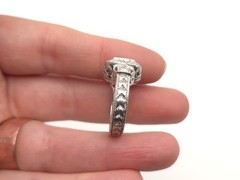Vintage Sterling Silver SETA Signed 925 Art Deco Antique Style CZ Cocktail Ring