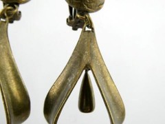 Vintage Donna Karan Brass Tone Metal Clip on Earrings DK Co Hallmark