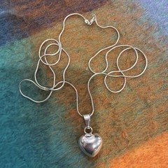 Harmony Fairy Angel Baby Bells Caller Sterling Silver Puffy Heart 30” Necklace