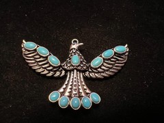 Southwest Style JTV™ Sleeping Beauty Turquoise Rhodium Over Silver Eagle *READ**