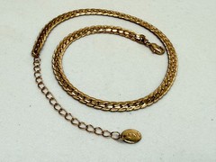 Icing vintage necklace gold tone herringbone choker adjustable chain 15 inch