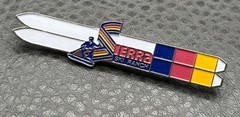 Terra Ski Ranch Vintage Enamel Brooch Lapel Tie Pin Skier Rainbow