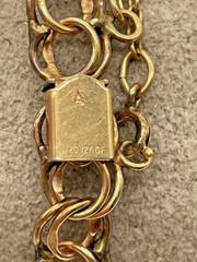 VTG 12K Gold Filled Double Link 7″ Charm Bracelet 2 charms safety chain 12.9g