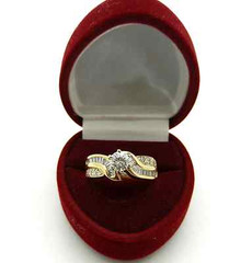 Solid 14k Yellow Gold Natural Diamonds Cluster Ring size 6