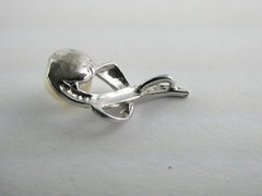 Vintage Sterling Silver Genuine Pearl Textured Setting Pendant 925 1g .75 Inch