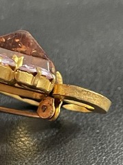 Antique Art Deco Czech Brooch “Glow” Lilac Rhinestones Trombone Clasp c1920s