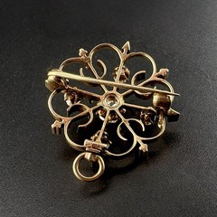 1860’s ROSE CUT DIAMOND PIN/ PENDANT – 1CTW – 14K YELLOW GOLD – VS1 G-H