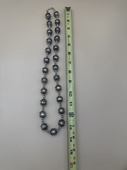 Vintage Silver Tone Ornate Beaded Statement Necklace Long Boho Ethnic Tribal