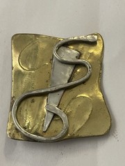 vintage copper and metal brooch