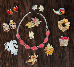 Thanksgiving Fall Autumn Jewelry Lot All Vintage Some Signed