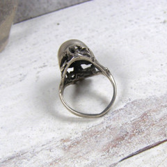 Sterling Silver Vintage Domed Ball Flower Floral Ring Art Nouveau 5.25