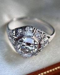 Art Deco Diamond Engagement Ring 14k White Gold