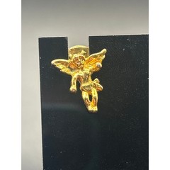 Vintage Gold Toned Cherub Angel Pin Brooch | Retro Celestial Guardian Winged