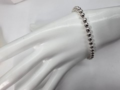 Silver Tone Metal Chain Strung Beaded Bracelet Vintage