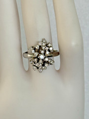 1.00 ct Round Diamond Cluster 14K White Gold Ring Vintage