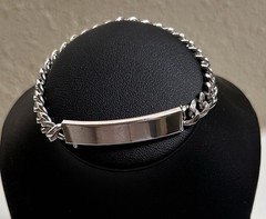 Vintage Speidel Silver tone rhodium-plated metal engravable ID bracelet