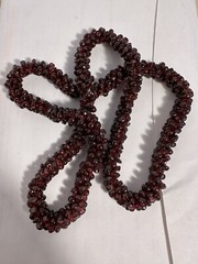 Vintage Almandine Garnet Gemstone Beads Natural Rope Necklace 24″