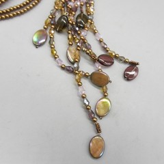 Joan Rivers Starlet Necklace Beaded Browns Flower Dangles Bold Statement