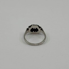 French Sterling Paste Shield Ring Size 8.25 Crab Mark Art Deco Vintage