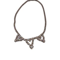 Vintage Clear Rhinestone Necklace Silver Tone Crystal 15 in