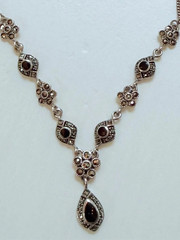 Vintage Black Onyx and Marcasite Sterling Silver Necklace