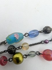 Avon Necklace Filigree metal acrylic braded Glass Lampwork beads layered 17″