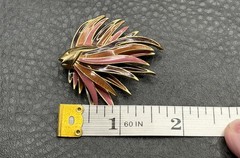Vintage Gold Tone Pink Purple Orange Enamel Fish Brooch Pin