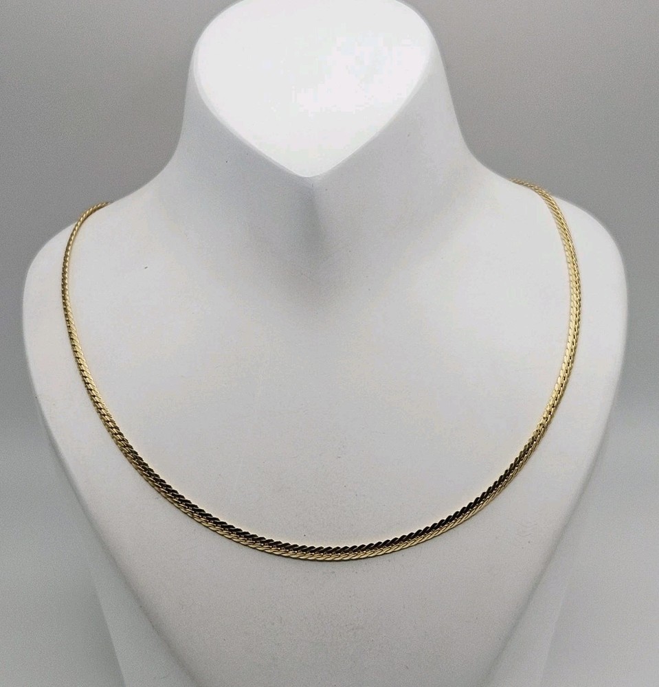 HCT Sterling Silver Vermeil Herringbone 2mm Chain Necklace 24″