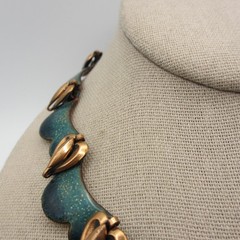 Vintage Copper Enamel Necklace Speckled Collar 17 Inch