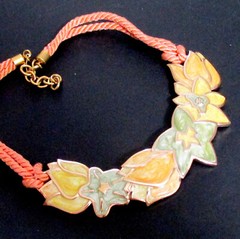 VTG Runway MONET 17″ Book Pc ENAMEL Pearlescent Pastel FLORAL NECKLACE Garland