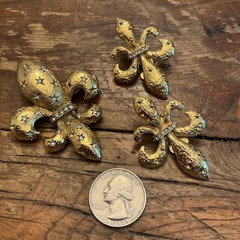 Vintage Signed Gold Tone RJ Graziano “Fleur De Lis” Brooch & Clip On Earrings