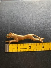 Vtg. Jackie Collins SET Panther Brooch & Clip On Earrings Clear & Green Eyes