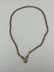 Vintage Style Wings Rhinestone Gold Tone Necklace 18 Inch
