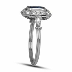 Antique Art Deco Vintage Emerald Cut Sapphire & Lab Created 925 Silver GiftRing