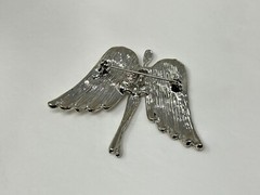 Beautiful Silvertone Clear Rhinestone ANGEL with Wings Pin