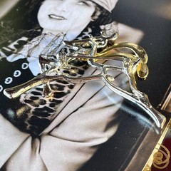 Vintage Running Deer Brooch – Gold & Silver Tone – Reindeer Stag Pin – 2.5”