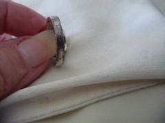 SILVER TONE BAND w SQUARE SHAPE FAUX DIAMONDS RHINESTONES Sz 6 #1/3A